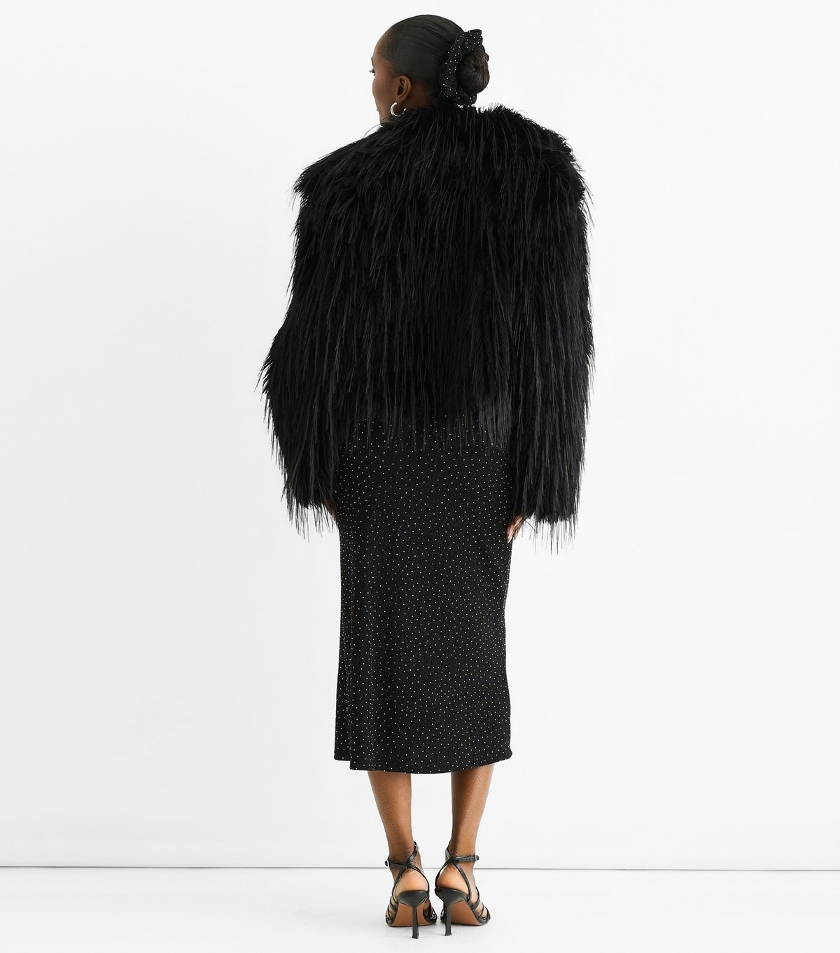 Gini London Women's Black Fringed Faux Fur Jacket Gini London New Look - 4