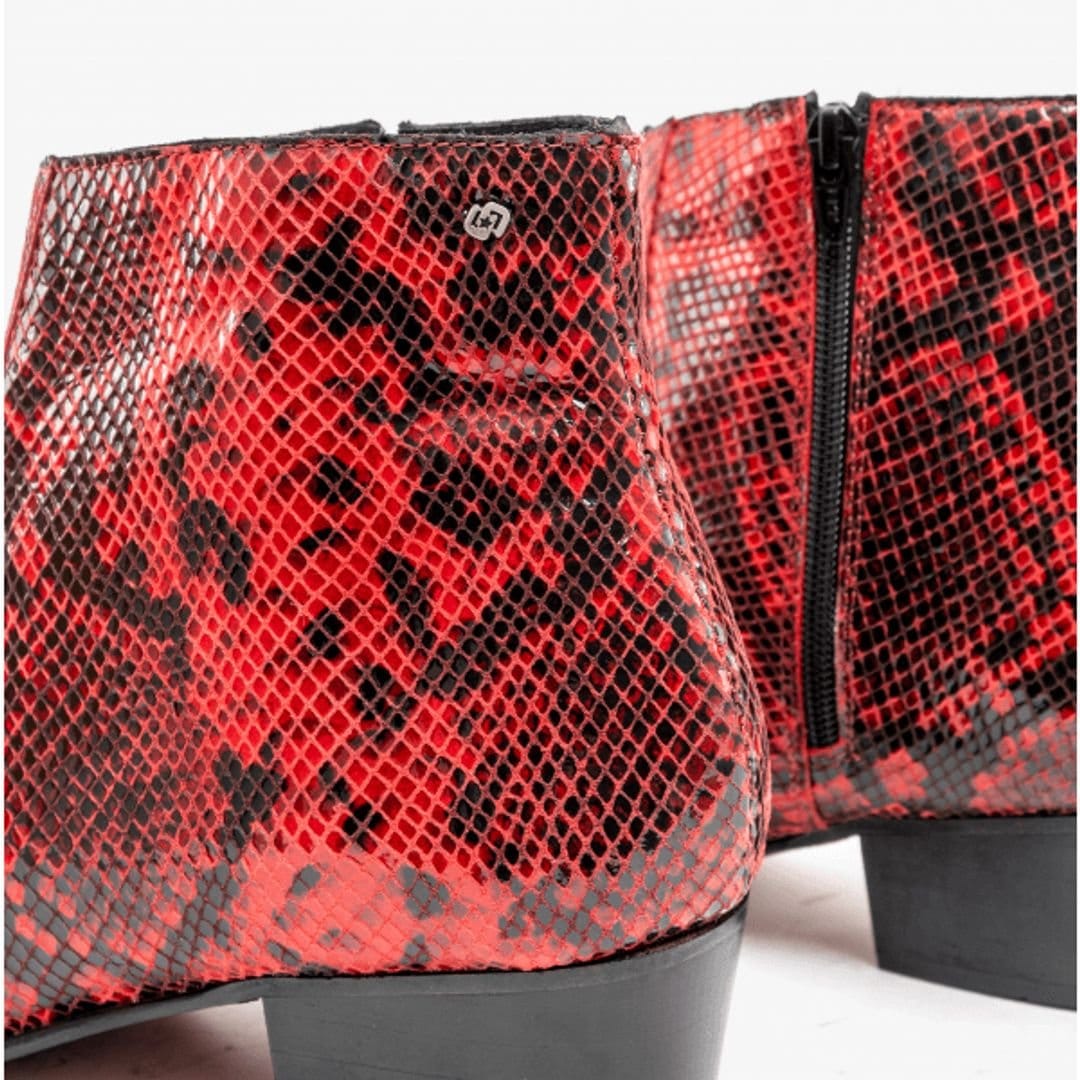 Club Cubano Club Cubano Men's Romario Zip Cuban Heel Ankle Boots in Red - 4