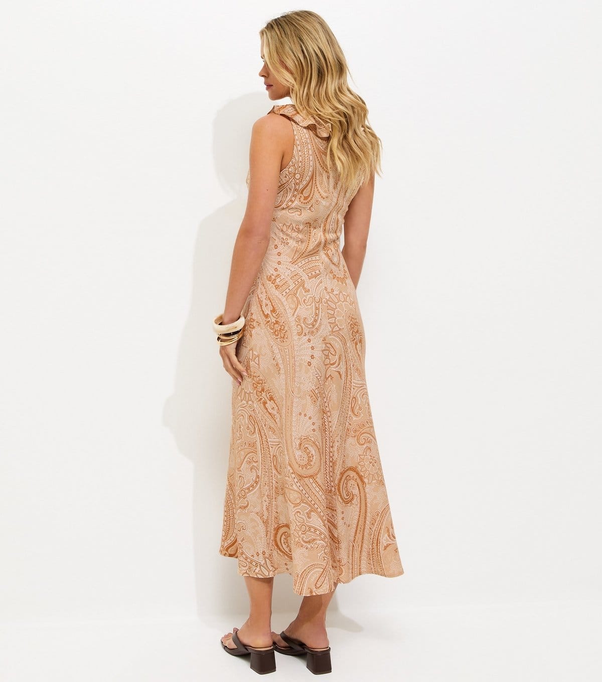 New Look Women's Petite Cream Paisley Print Ruffle Trim Midi Dress New Look - 4