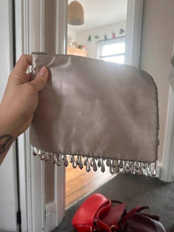 ASOS Silver sequin clutch bag asos