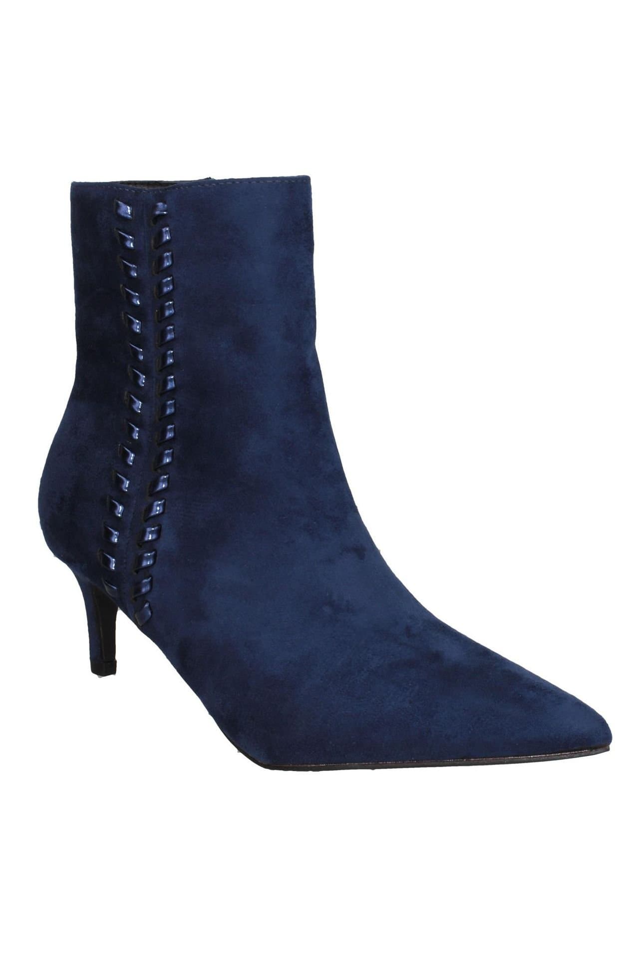 Down To Earth Down To Earth Women's Suedette Kitten Heel Ankle Boots in Navy