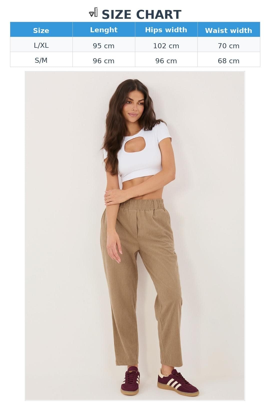Love Lace Love Lace Women's Corduroy High Waist Paperbag Tapered Pants Style 226968 in Beige - 4