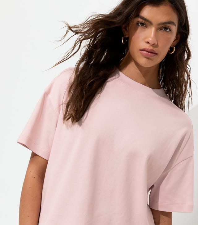 New Look Women's Light Pink Premium Heavyweight Cotton Boxy Fit T-Shirt New Look - 2