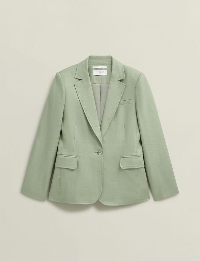 Hobbs London Hobbs London Women's Marietta Tailored Linen Blazer in Mint - 2