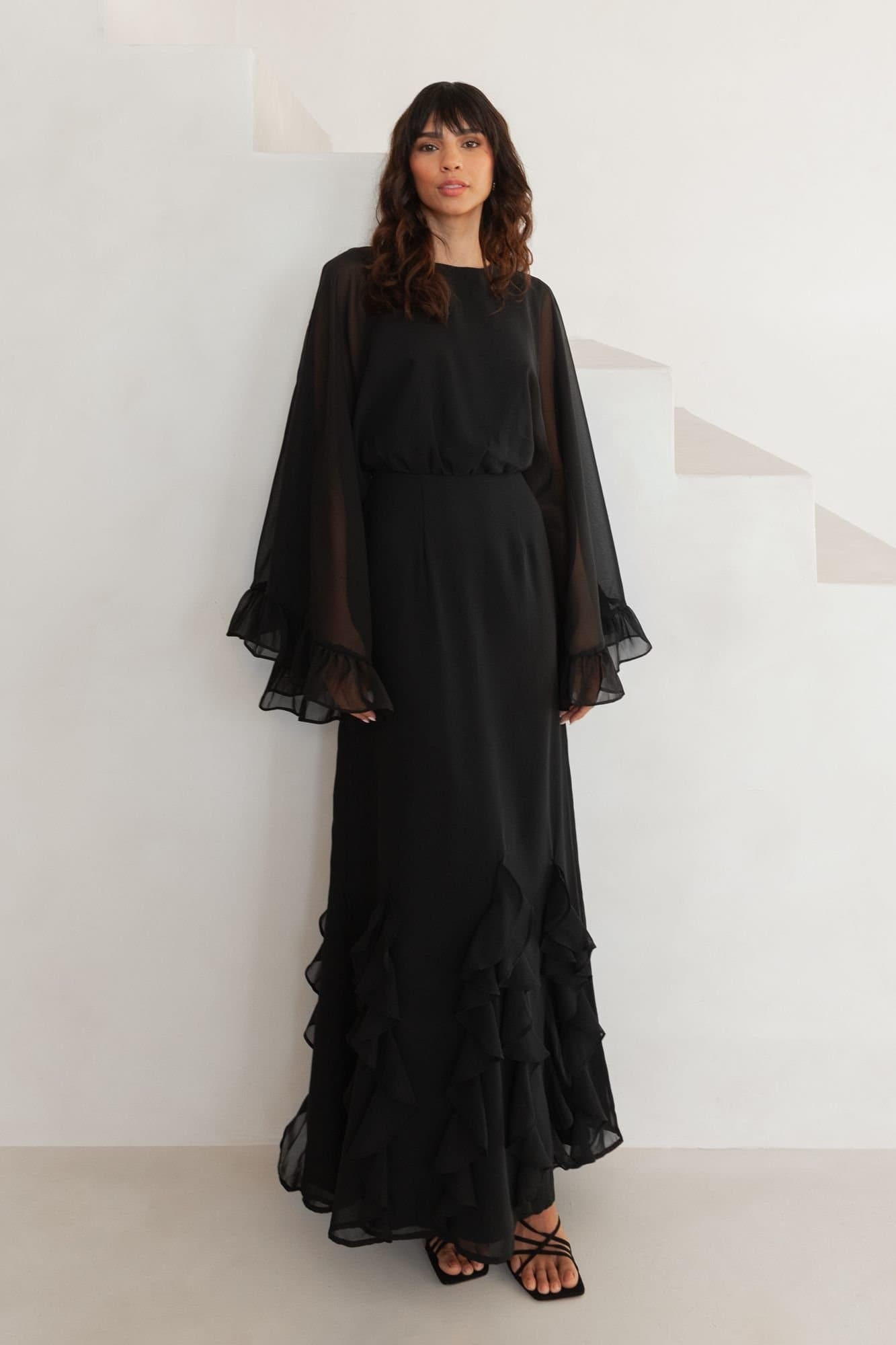 Anaya with Love Anaya with Love Women's Oversized Ruffle Sleeve Maxi Dress in Black