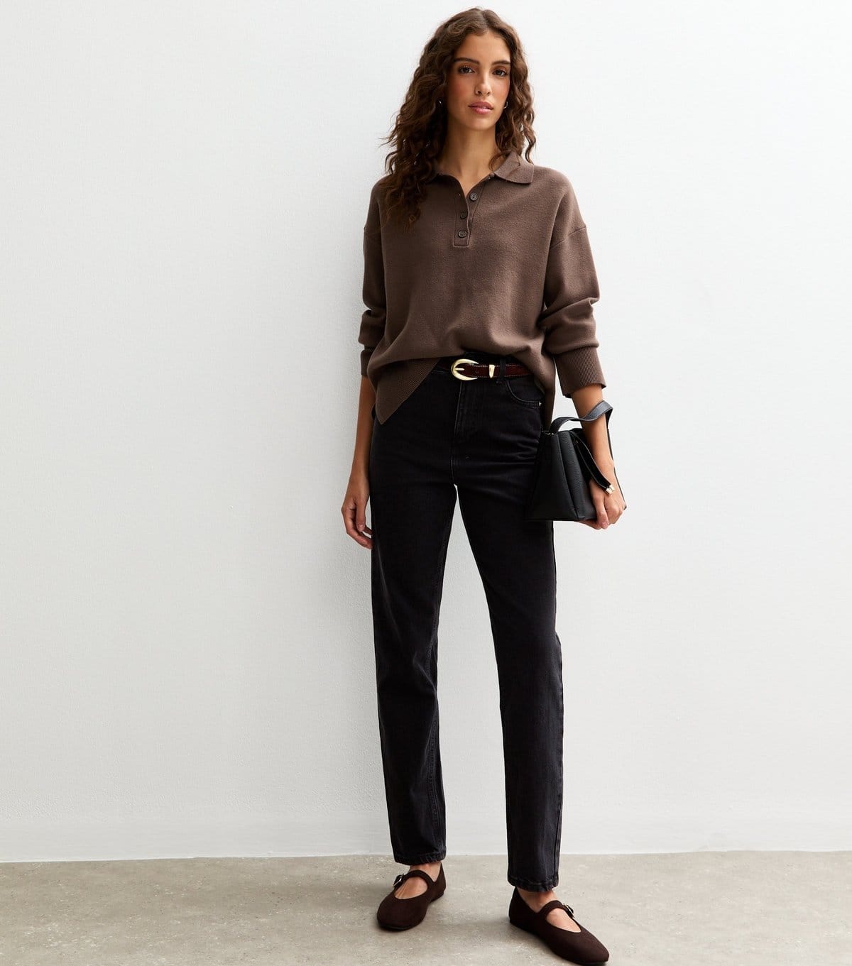 New Look Washed Black High Waisted Mom Jeans