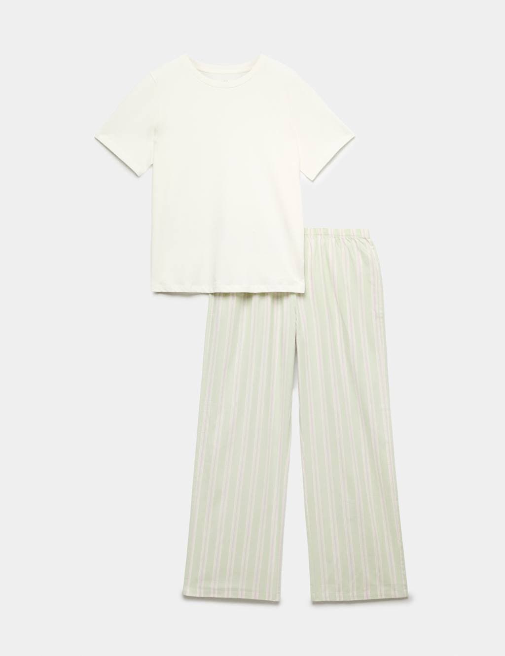 Marks & Spencer M&S Cotton Rich Printed Pyjama Set Green Mix