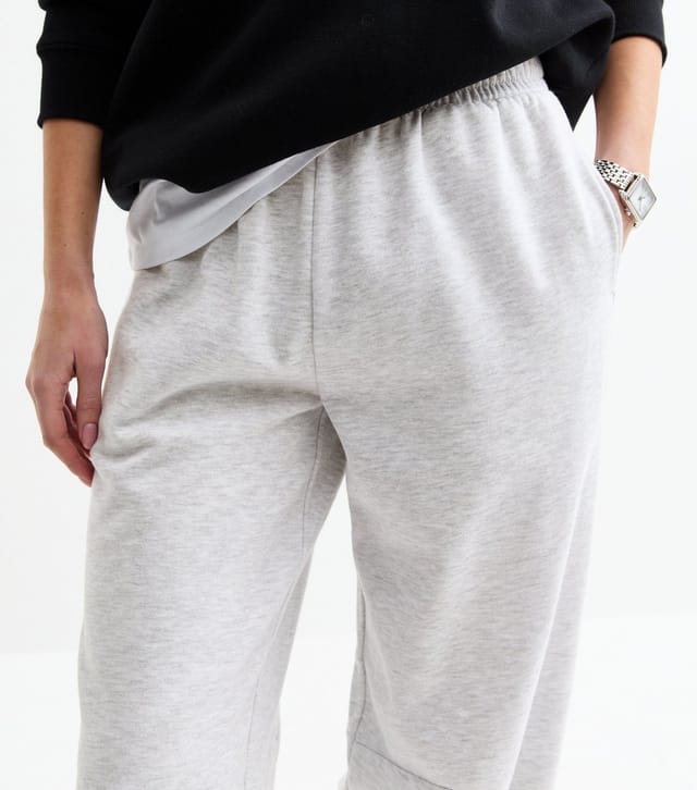 New Look Women's Light Marl Grey Wide Barrel Leg Joggers New Look - 3