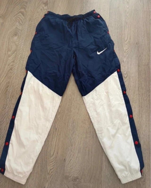 Nike Nike Y2K Snap Button Track Pants Navy/White Red Poppers Vintage 00s Windbreaker Joggers Size S