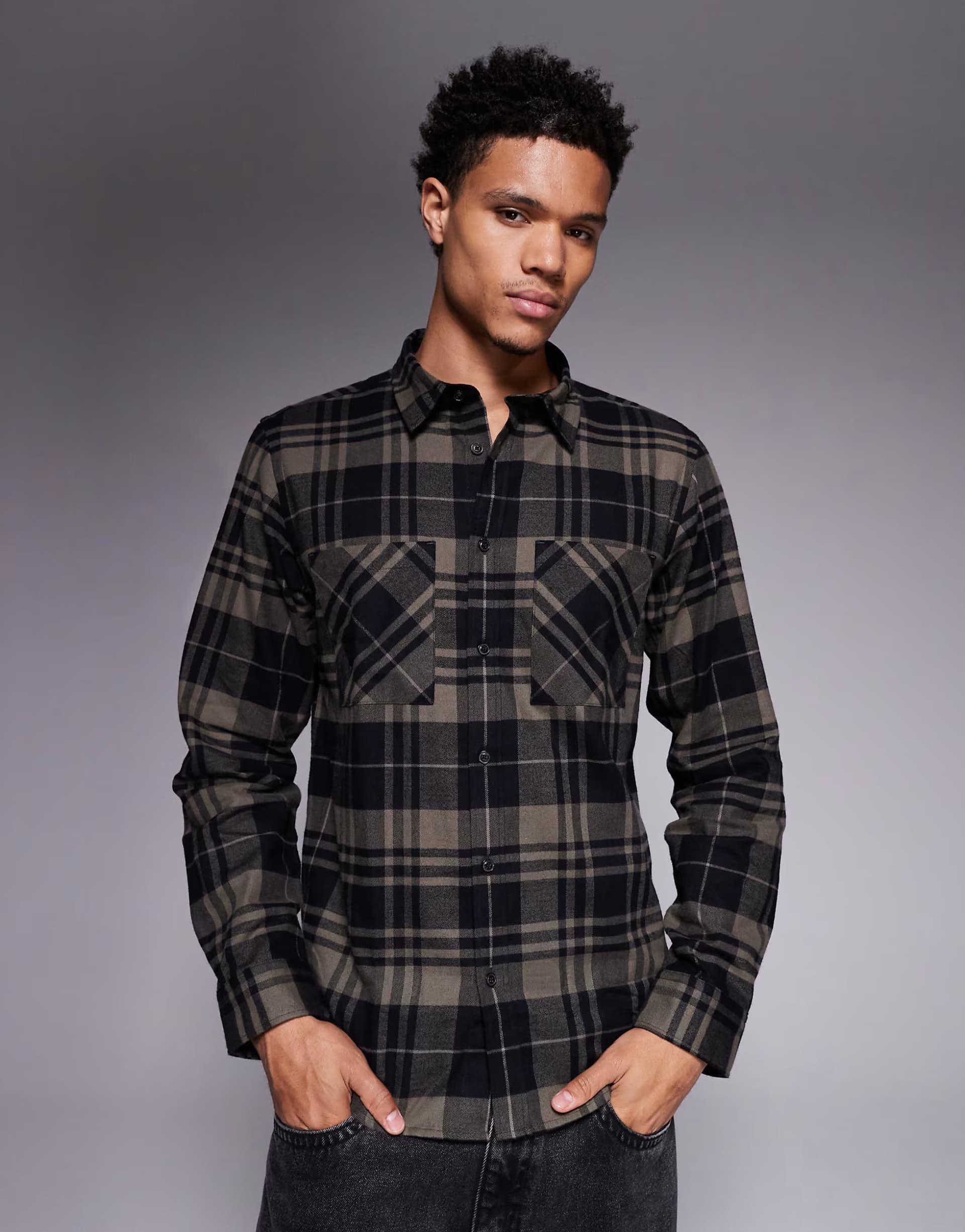 ASOS ASOS Hugo Red Egrin Check Shirt in Mid Grey