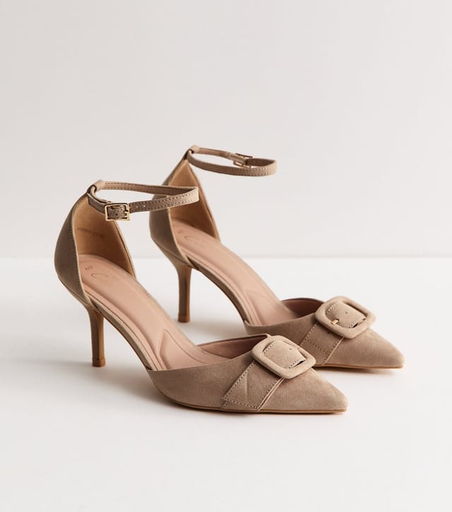 New Look Women's Light Brown Buckle Front Stiletto Open Court Shoes Vegan New Look - 2