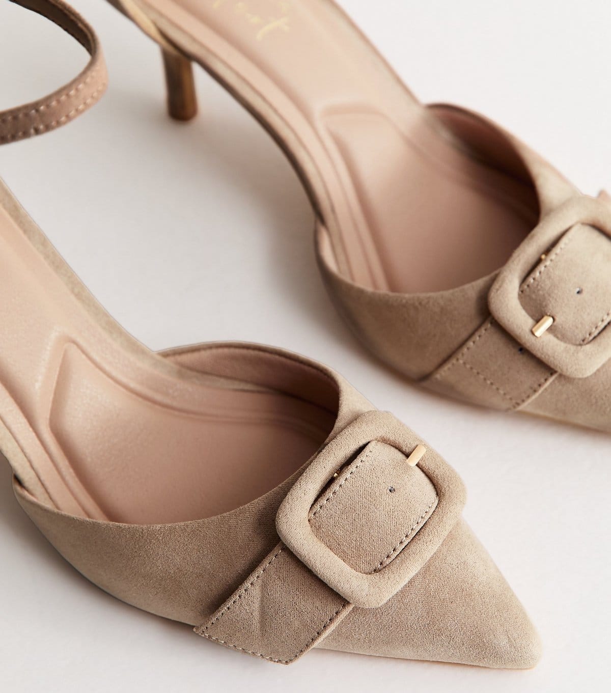 New Look Women's Light Brown Buckle Front Stiletto Open Court Shoes Vegan New Look - 4