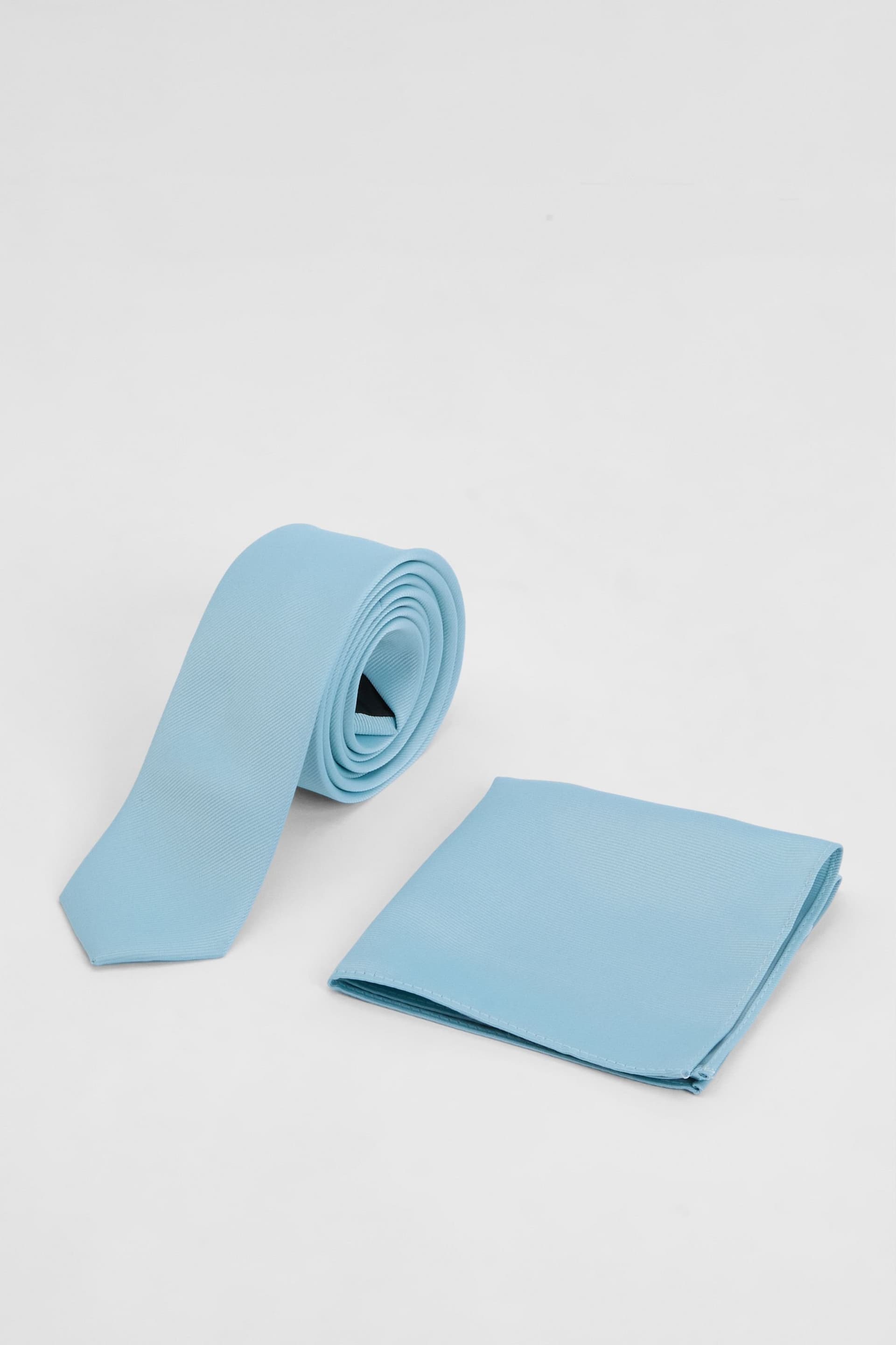 Burton Burton Men's Aqua Plain Tie & Pocket Square Set