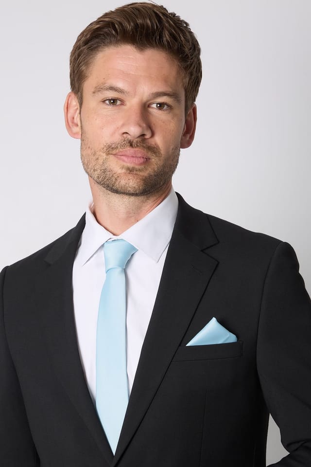 Burton Burton Men's Aqua Plain Tie & Pocket Square Set - 2