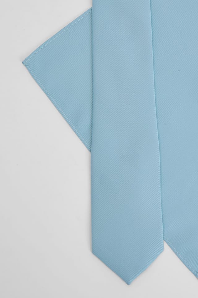 Burton Burton Men's Aqua Plain Tie & Pocket Square Set - 3