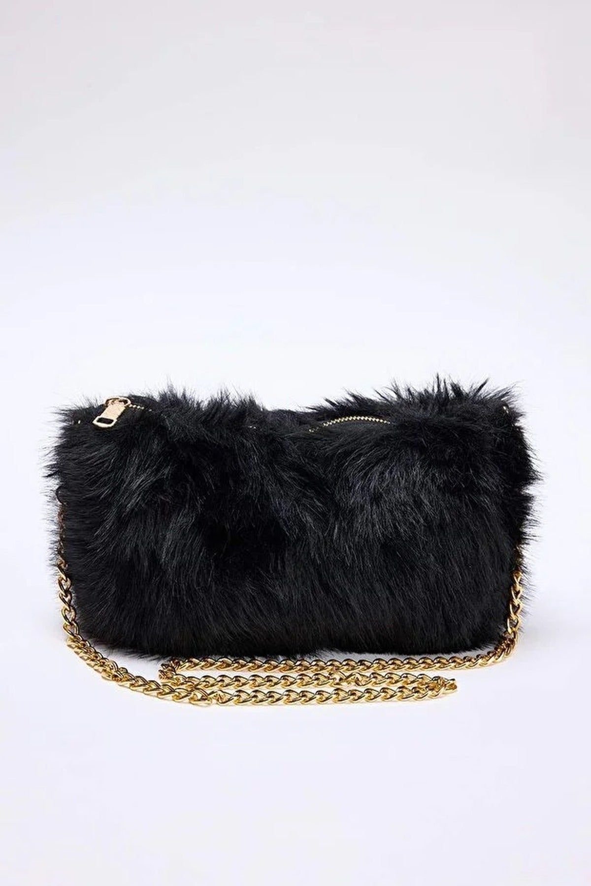WOVCOR WOVCOR Women's Faux Fur Chain Strap Crossbody Shoulder Bag in Black - 2