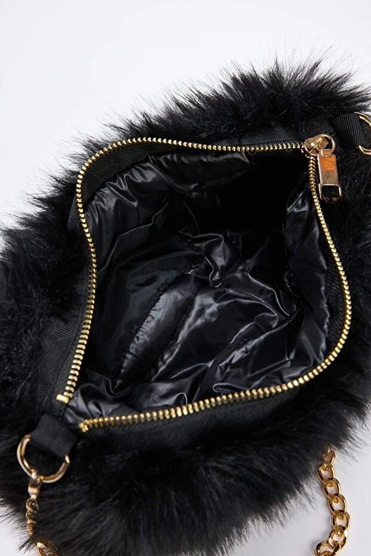 WOVCOR WOVCOR Women's Faux Fur Chain Strap Crossbody Shoulder Bag in Black - 3