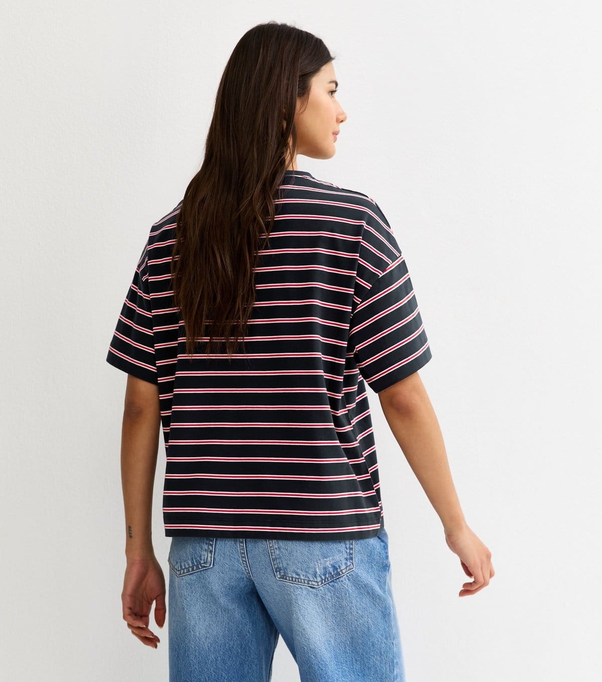 New Look Women's Navy Striped Boxy Crew Neck T-Shirt New Look - 4
