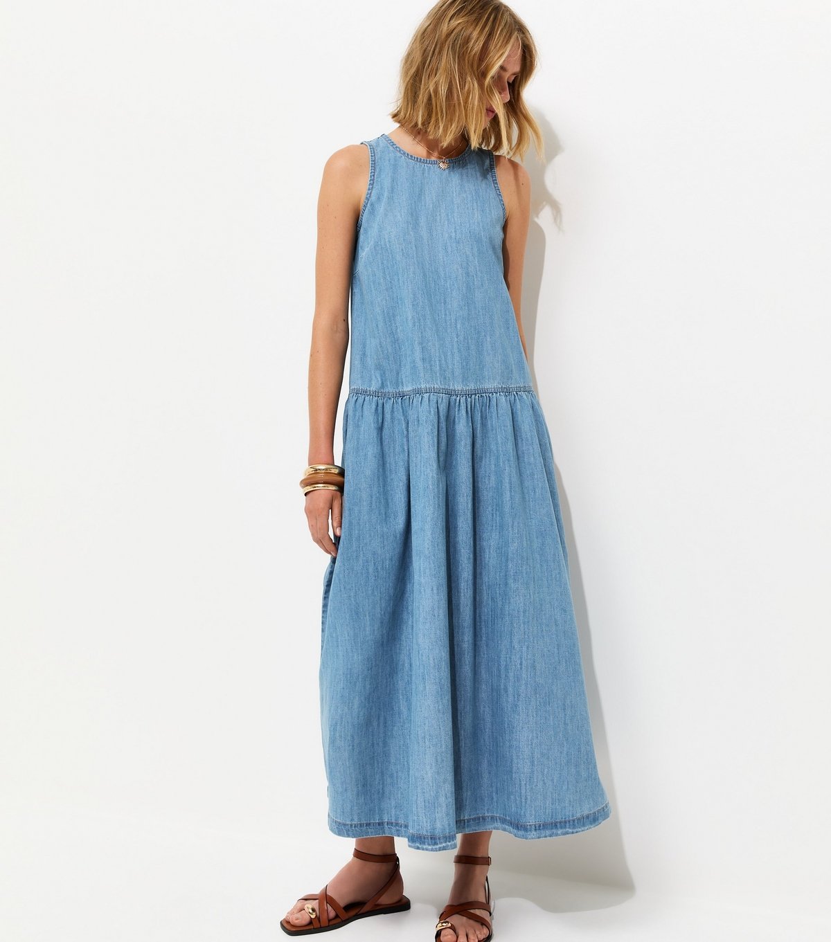 New Look Women's Light Blue Drop Waist Midaxi Dress New Look - 1