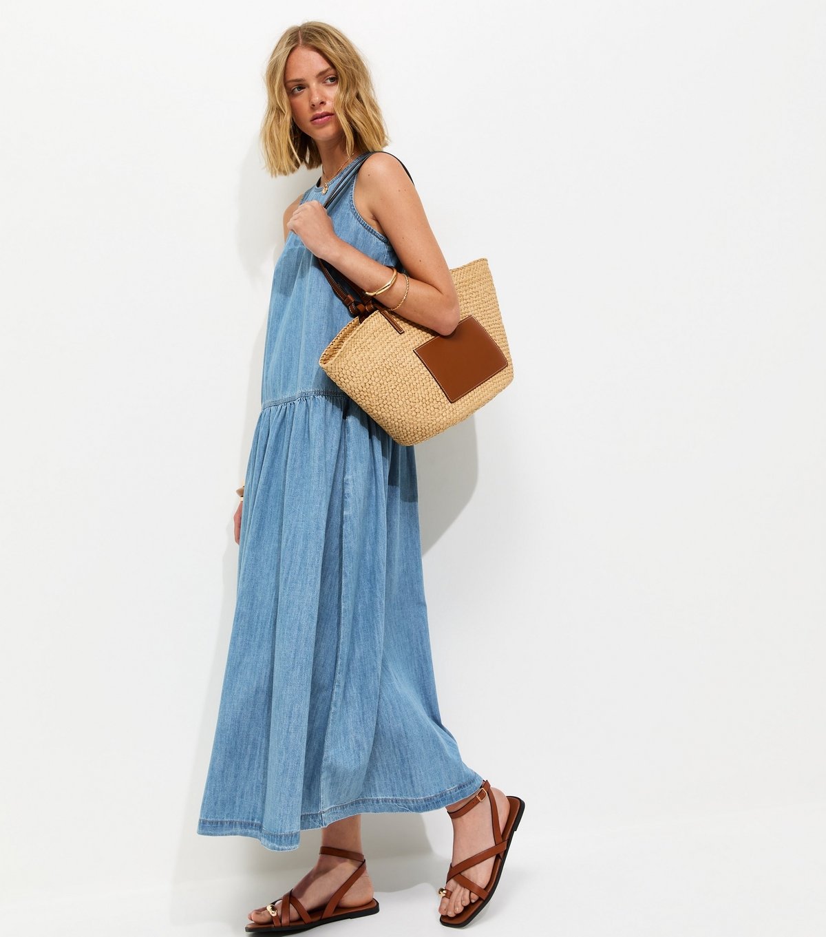 New Look Women's Light Blue Drop Waist Midaxi Dress New Look - 4