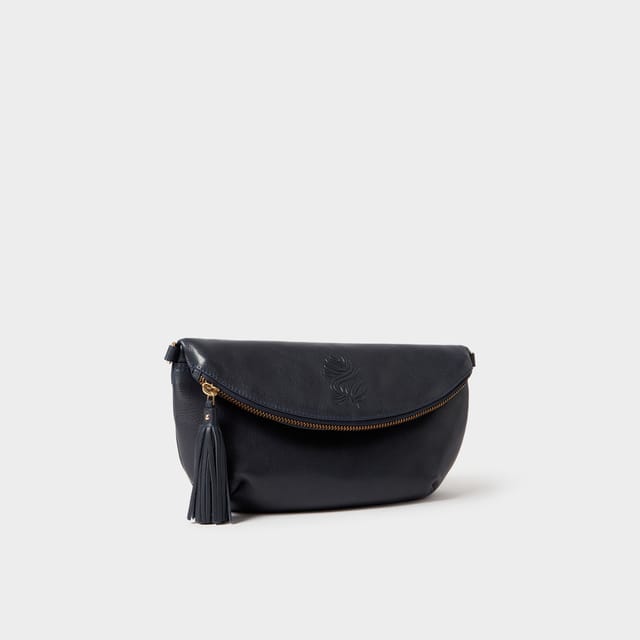 OSPREY LONDON OSPREY LONDON Women's The Luxe Milano Leather Sling Bag in Navy - 2