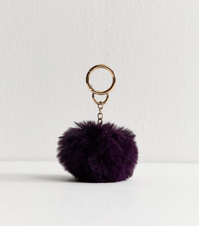 New Look Burgundy Fluffy Pom Pom Bag Charm New Look - 3