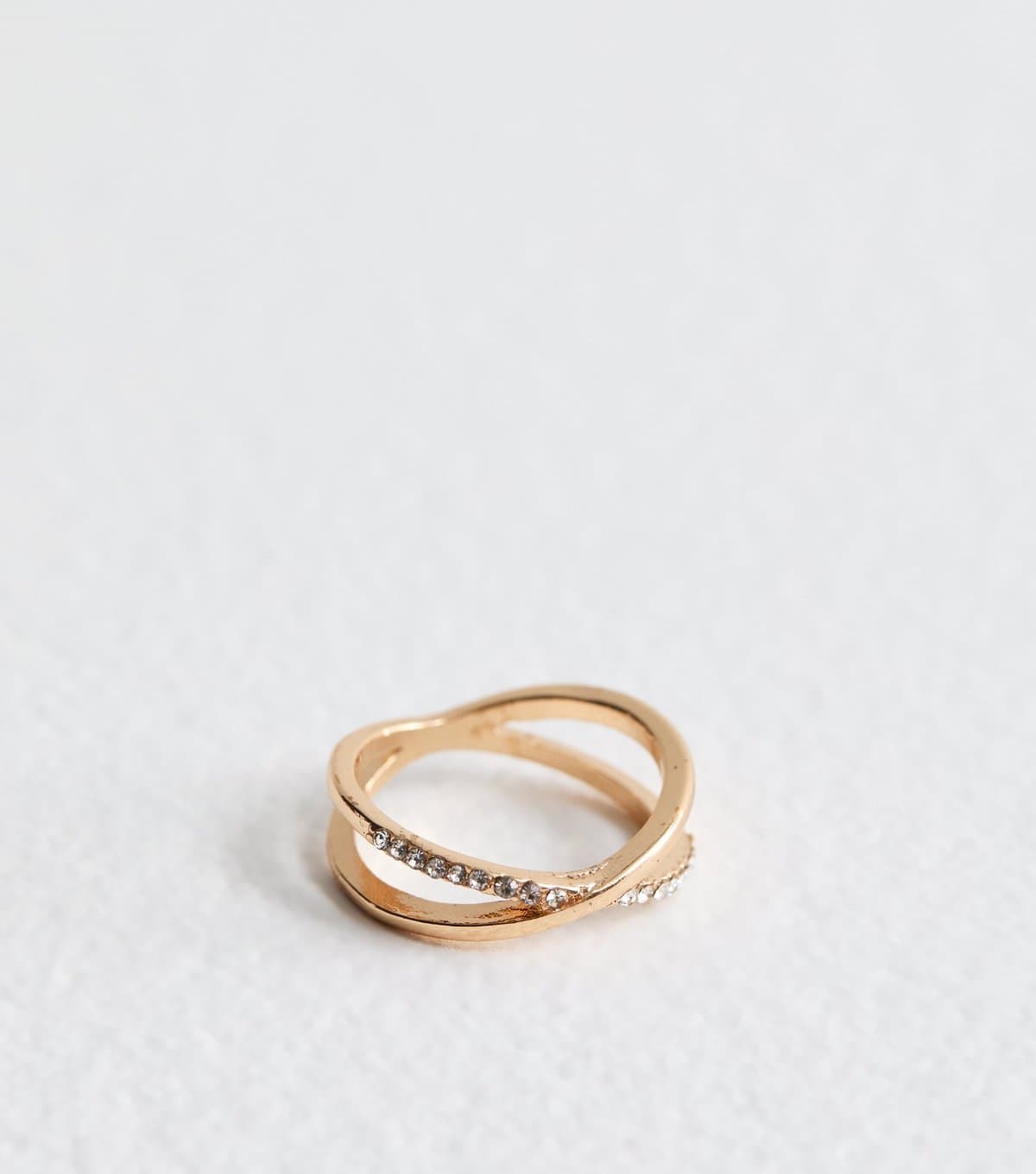 New Look Gold Tone Crossover Embellished Ring New Look