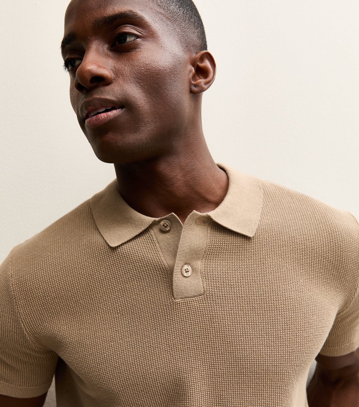 New Look Men's Tan Regular Short Sleeve Textured Polo Top New Look - 2