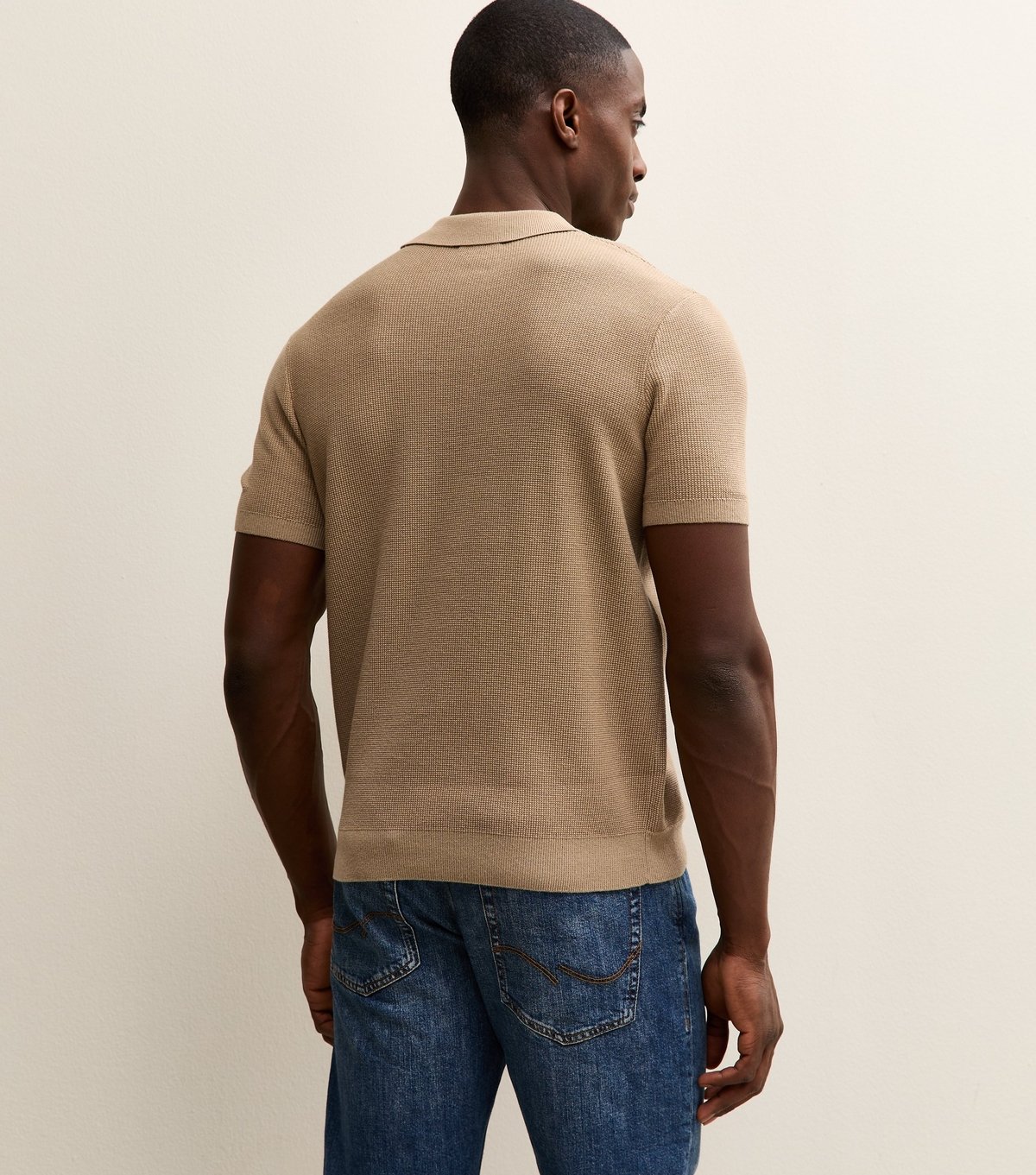 New Look Men's Tan Regular Short Sleeve Textured Polo Top New Look - 4