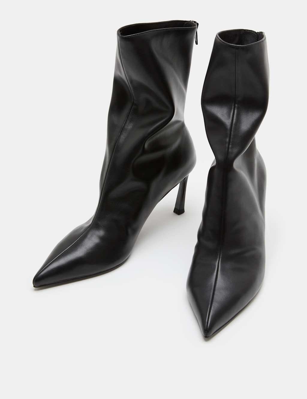 Marks & Spencer M&S Ruched Stiletto Heel Pointed Sock Boots Black