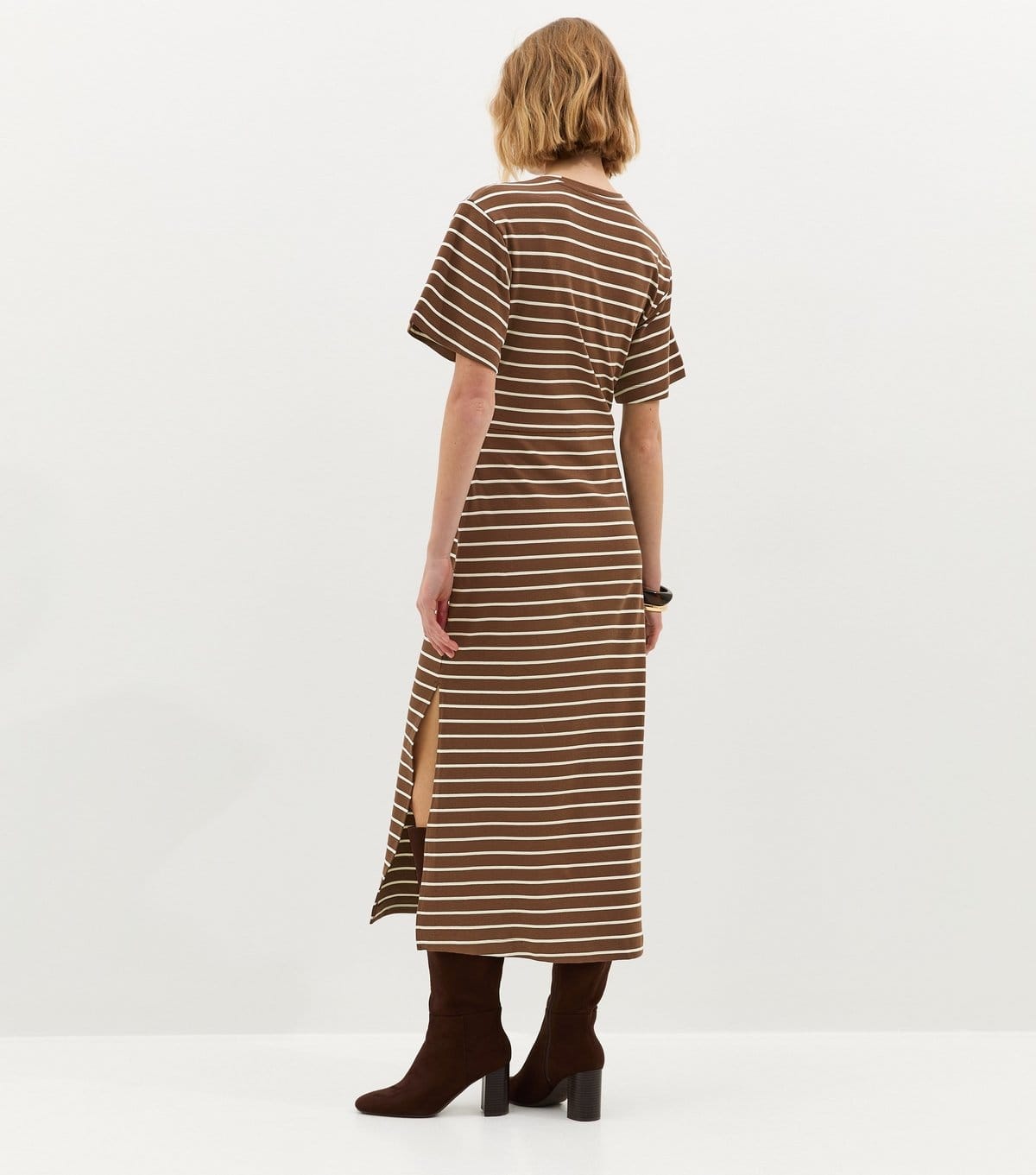 New Look Women's Brown Stripe Tie Waist Midi Dress New Look - 4