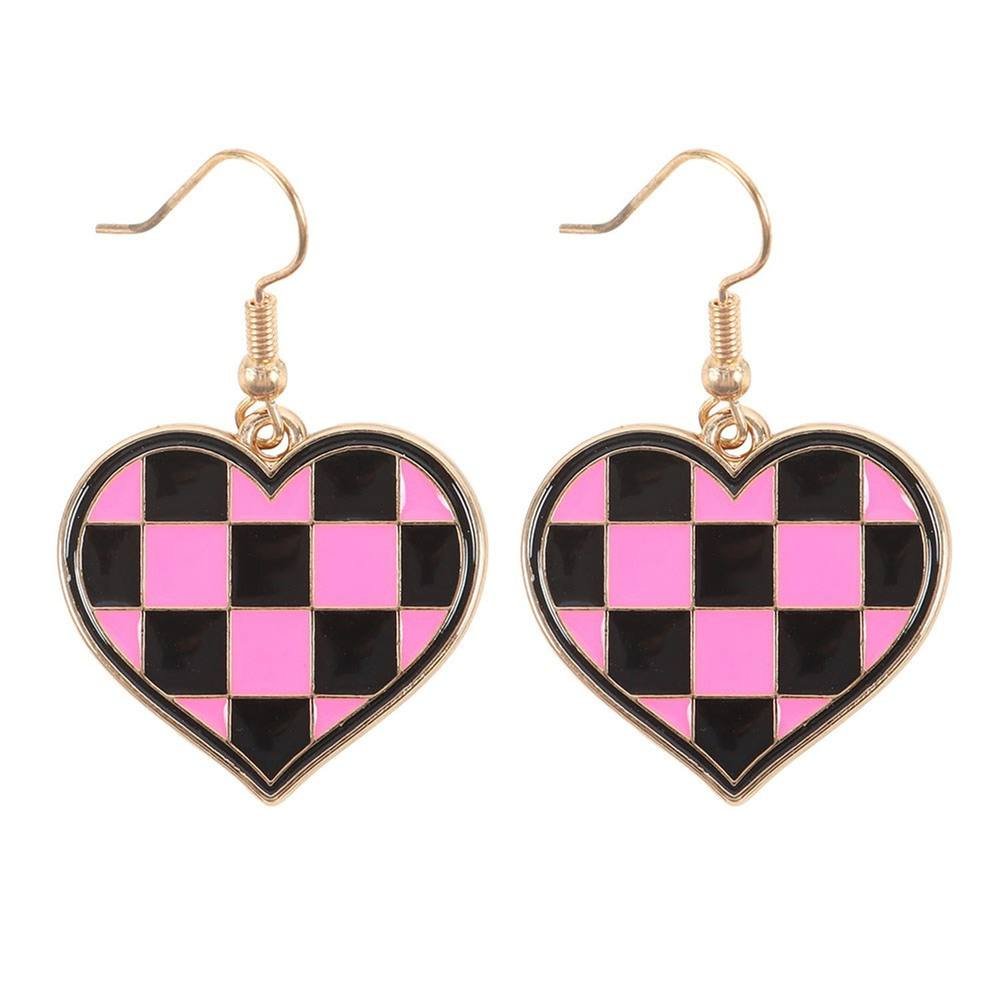 Something Different Something Different Men's Heart Dangle Earrings in Pink - 1