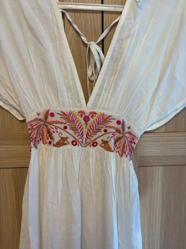 Monsoon BNWT Monsoon White Embroidered Tassel Maxi Dress – XS