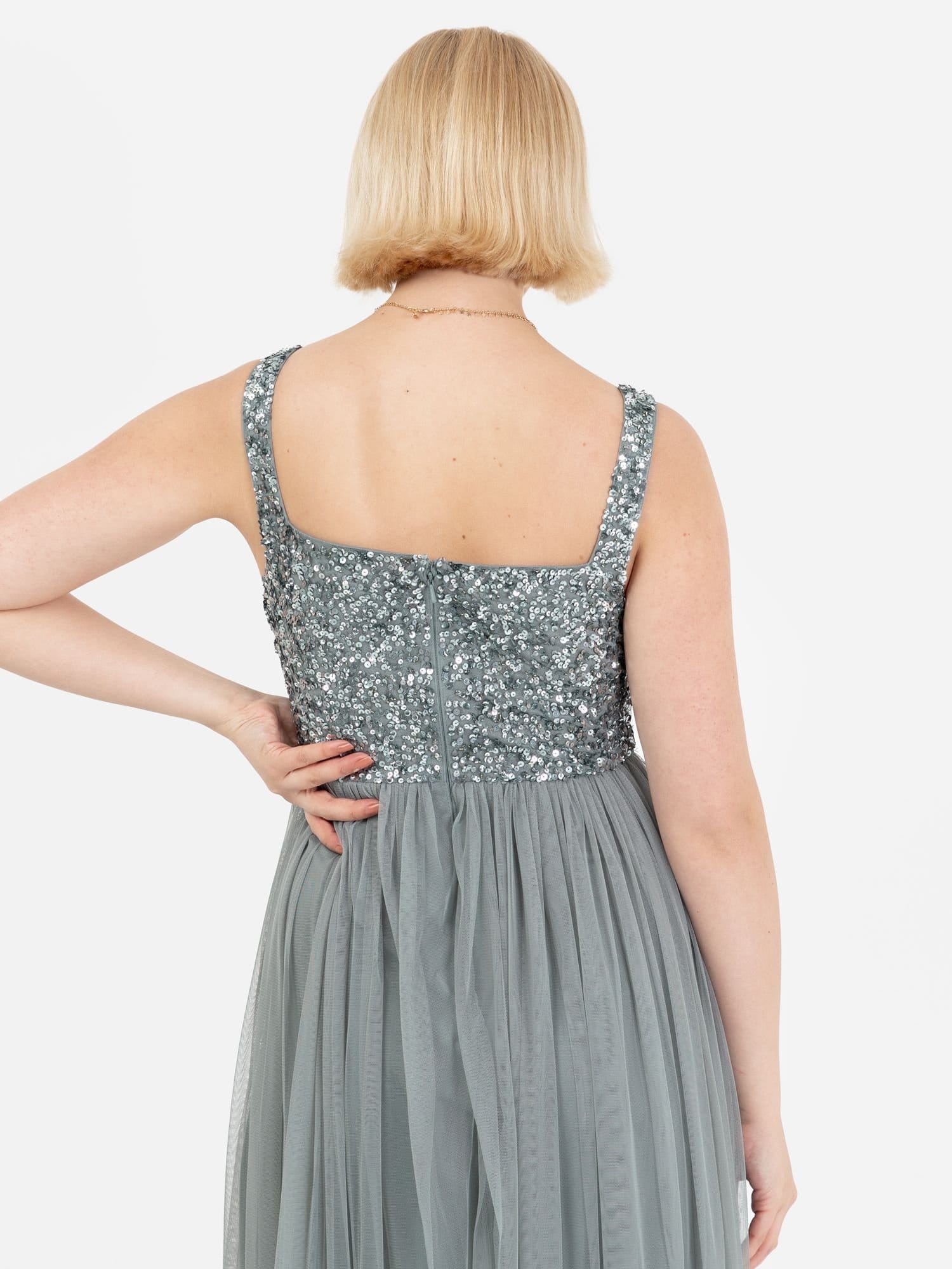 Maya Deluxe Maya Deluxe Women's Embellished Strappy Maxi Dress in Teal - 4