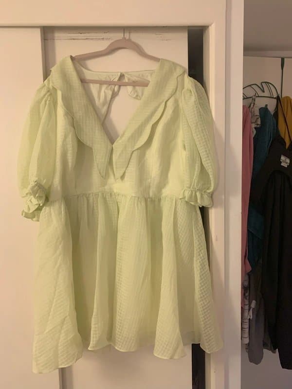 ASOS ASOS Luxe Green Collared Puff Dress