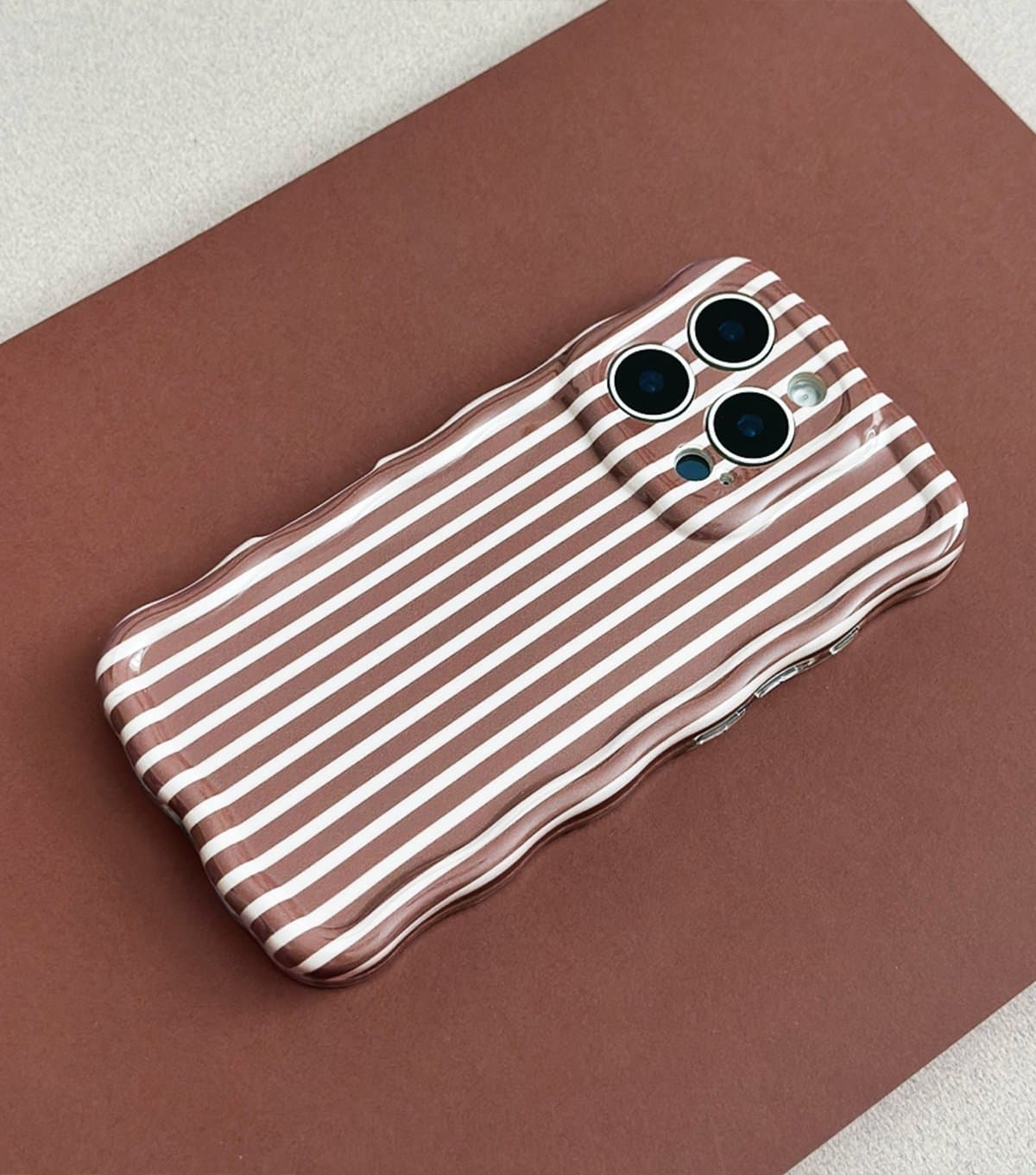 Coconut Lane Chestnut Stripe Wavy Phone Case Coconut Lane New Look