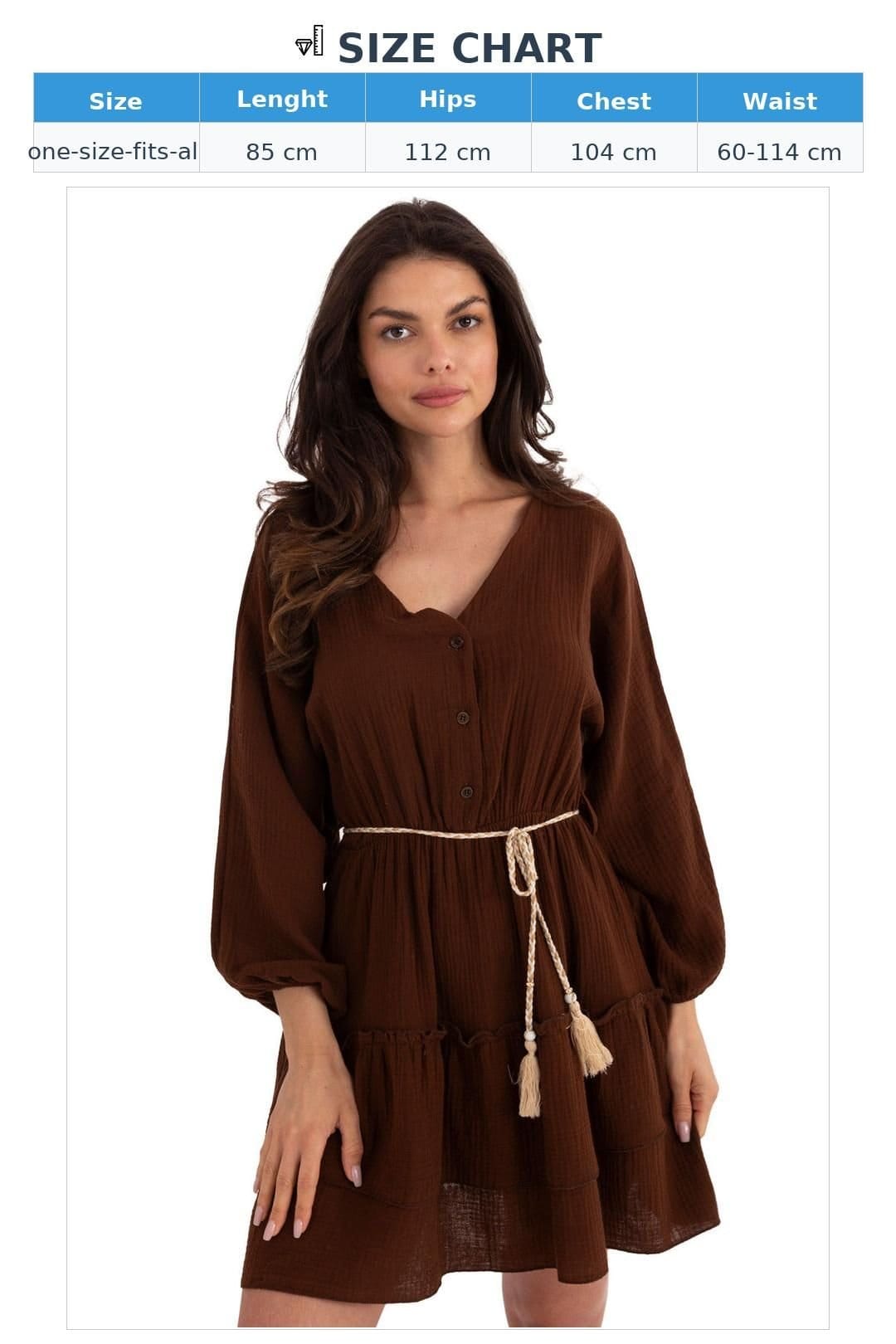 Love Lace Love Lace Women's Boho Cotton Muslin Mini Summer Dress in Brown - 4