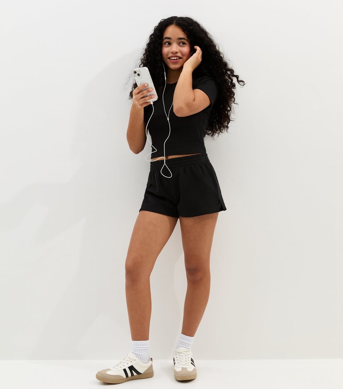 New Look Girls' Black Side Split Running Shorts New Look