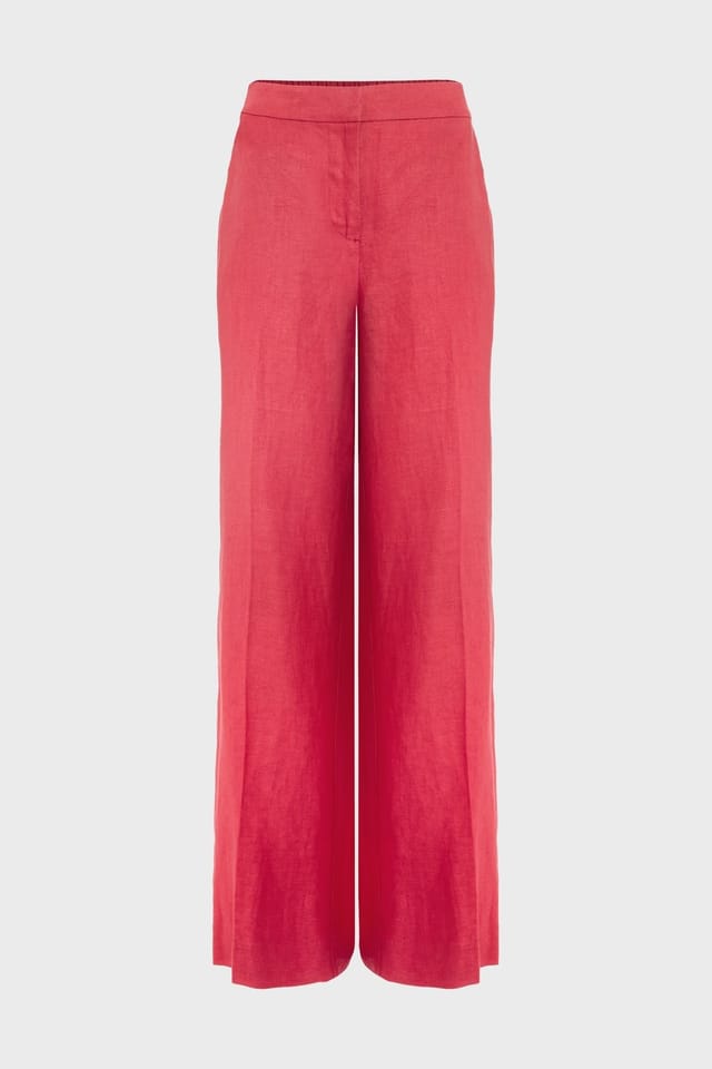 Hobbs London Hobbs London Women's Mirabel Wide-Leg Linen Trousers in Cerise - 2