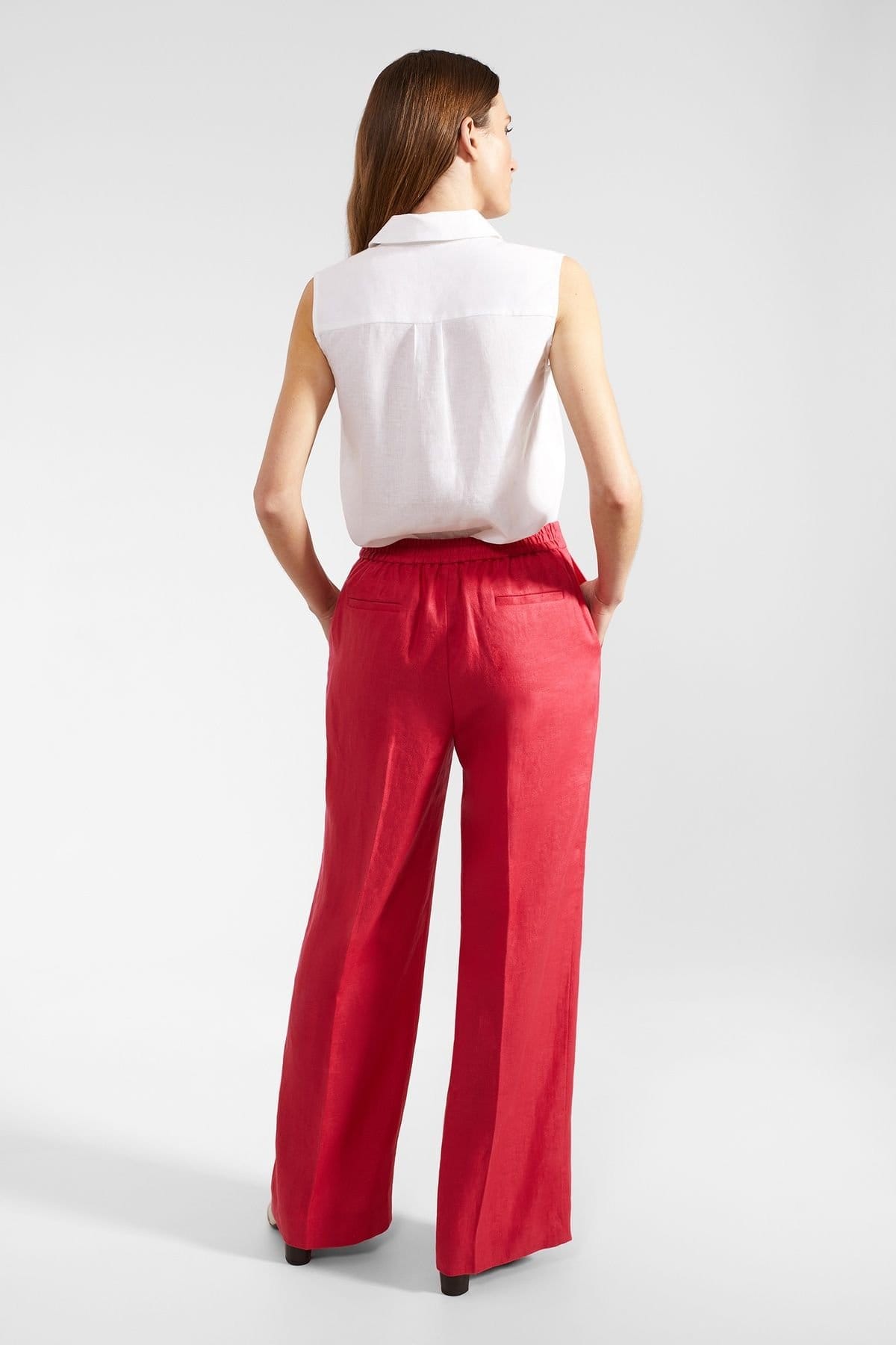 Hobbs London Hobbs London Women's Mirabel Wide-Leg Linen Trousers in Cerise - 4