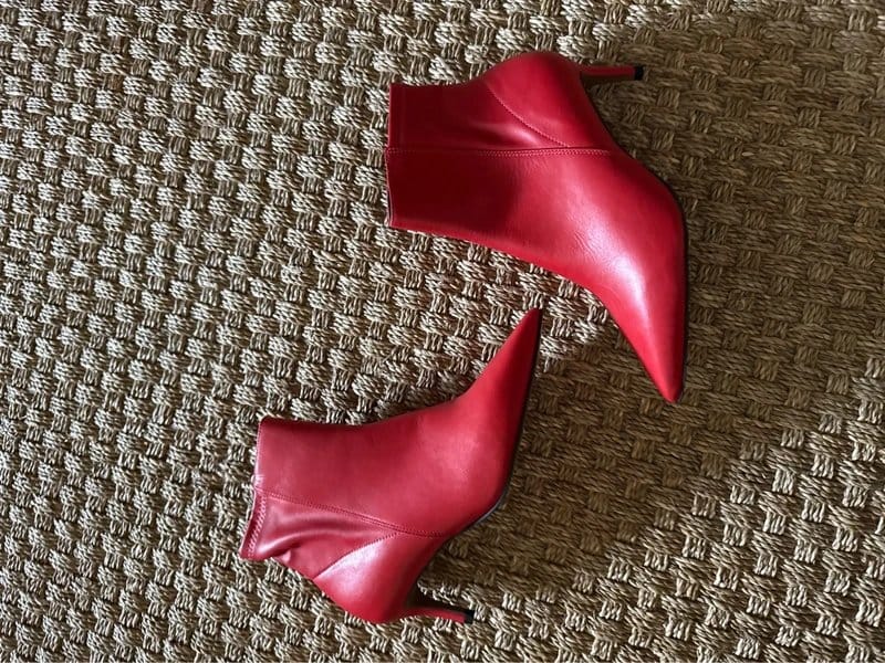 Topshop Red leather kitten pointed boots - 1
