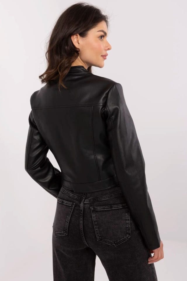 Love Lace Love Lace Women's Short Zip Leather Transitional Jacket in Black - 3