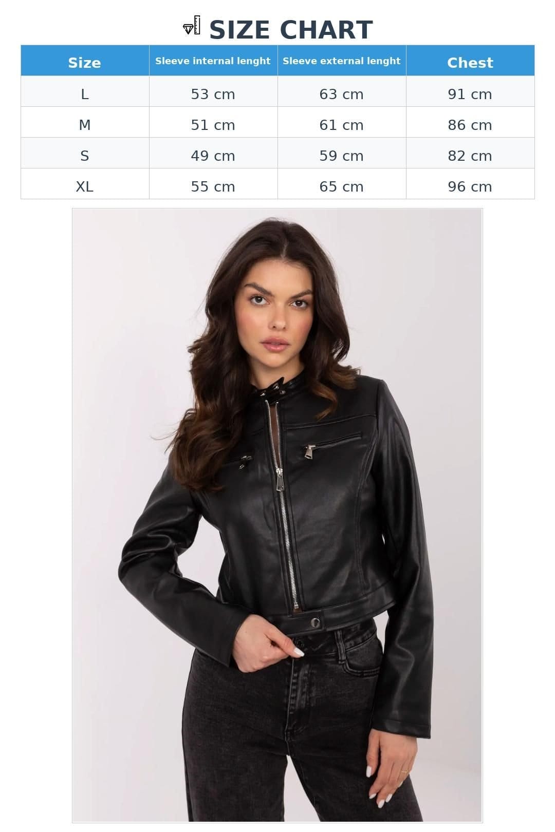 Love Lace Love Lace Women's Short Zip Leather Transitional Jacket in Black - 4