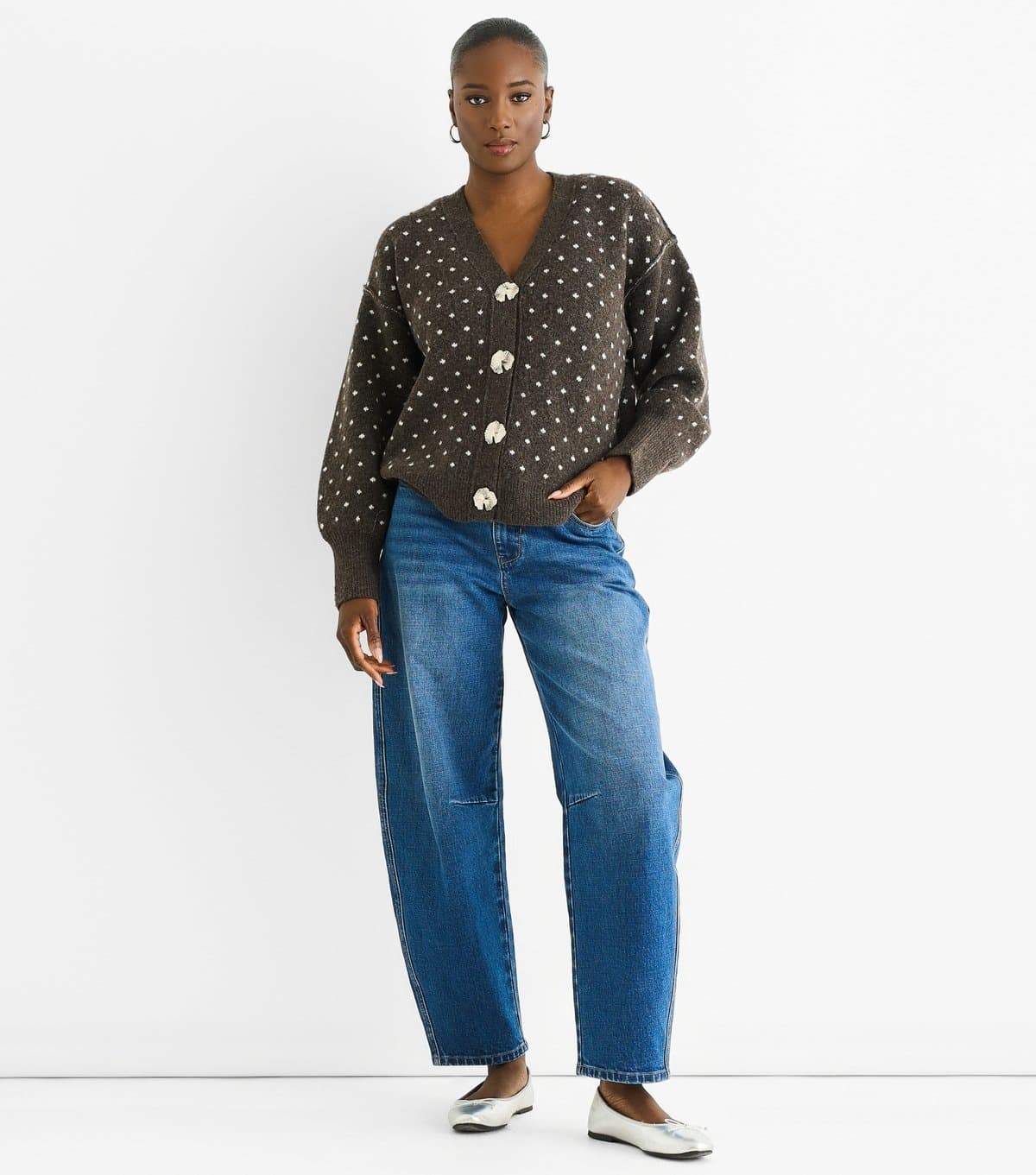 Gini London Women's Brown Polka Dot Cardigan Gini London New Look