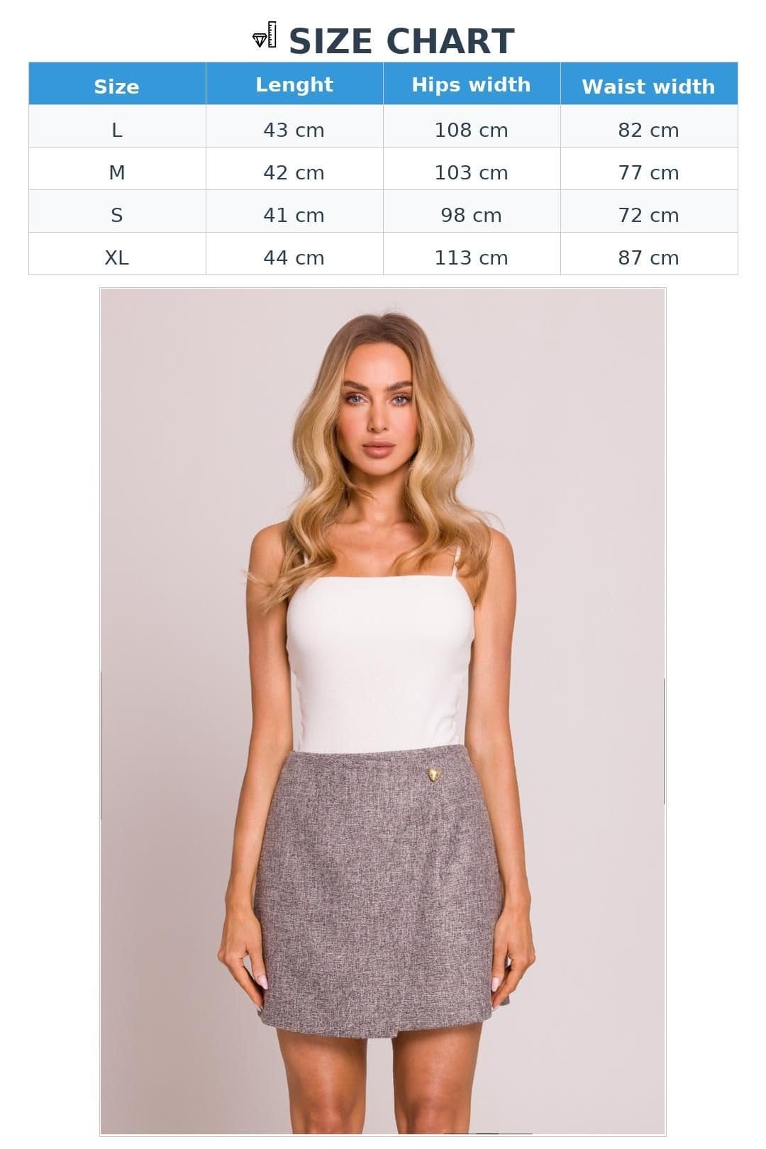 Love Lace Love Lace Women's Asymmetrical Trapeze Mini Skirt with Heart Button in Grey - 4