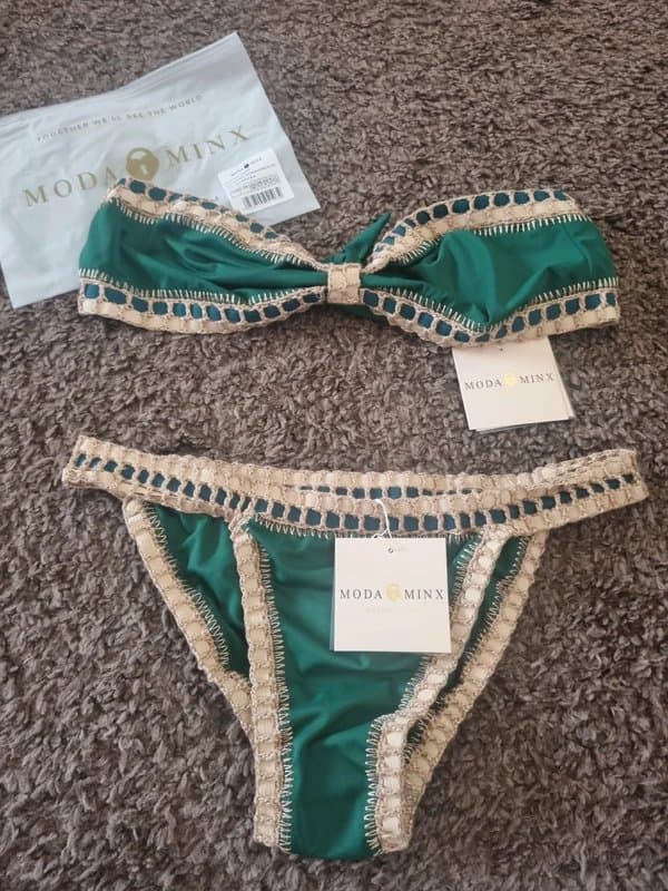 Moda Minx Moda Minx dark green bandeau Bohemian Bikini Set size L-XL