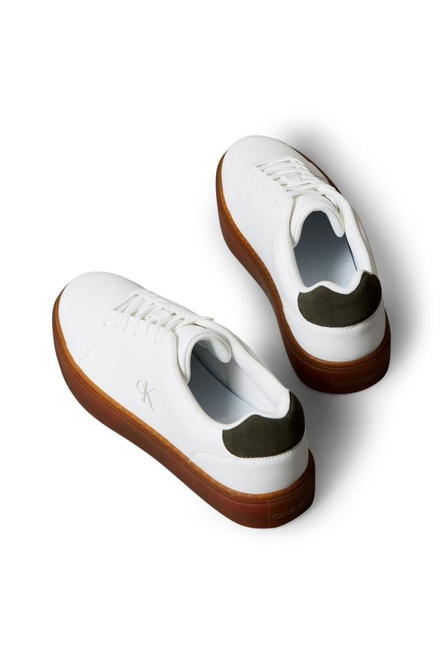 Calvin Klein Calvin Klein Men's Classic Cupsole Laceup Lth Bright White/Medieval Forest/Gum in White - 3