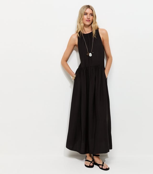 New Look Women's Tall Black Drop Waist Sleeveless Midi Dress New Look - 2