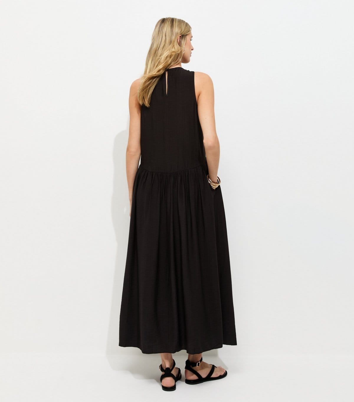 New Look Women's Tall Black Drop Waist Sleeveless Midi Dress New Look - 4
