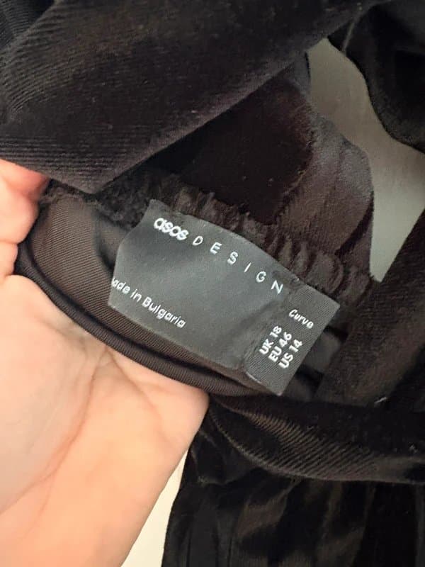 ASOS Long Black Velvet Maxi Occassion Dress Size 18